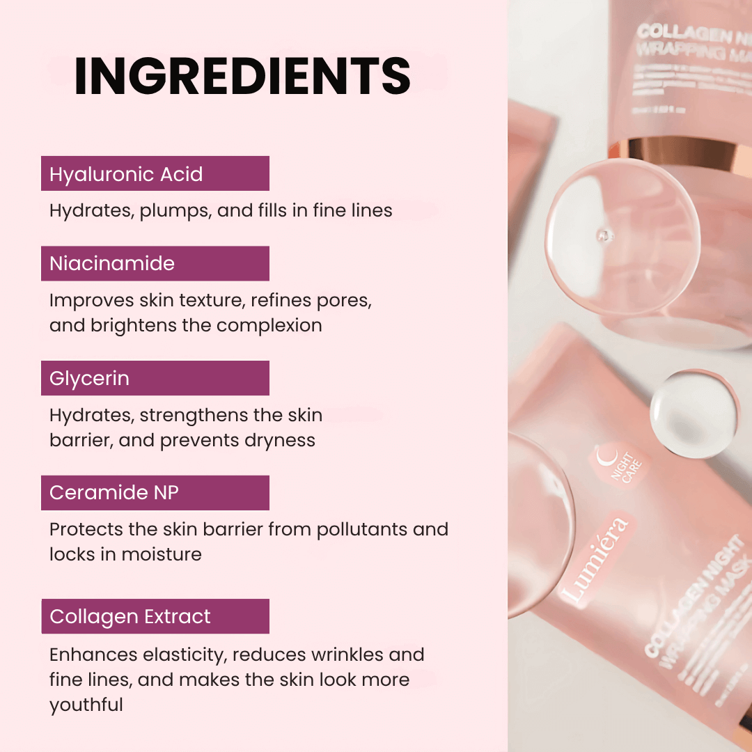 Maschera da notte stimolante al collagene Lumiéra Mask | Pelle visibilmente più giovane in soli 7 giorni!